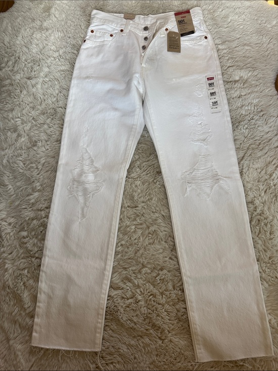 Levi's Denim - Levi's 501 Original Distressed White Button-Fly Jeans